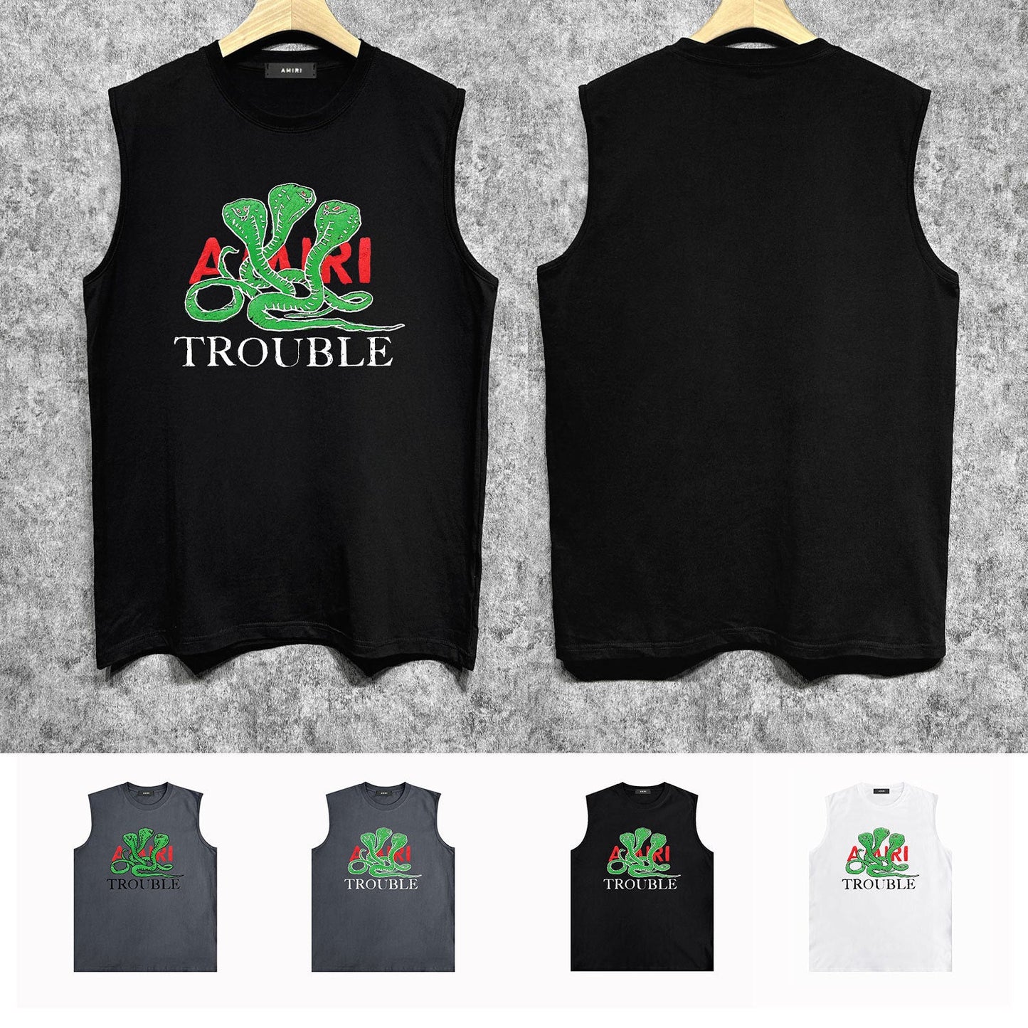 Amiri tank top cartoon colorful snake printing