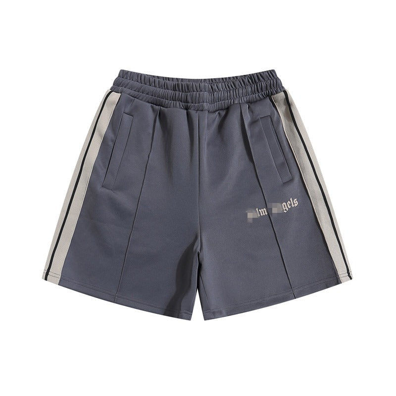 Palm Angels Shorts Flocking Alphabet Stripe Color Match Casual Shorts