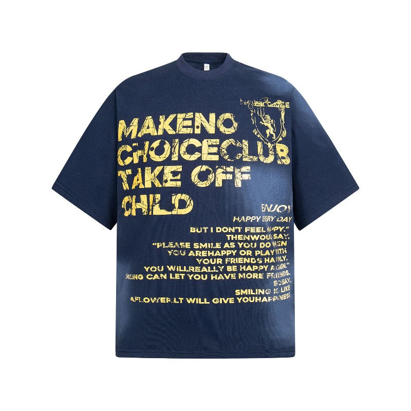 Men's t-shirt: american street style, unisex, vintage lettering, niche design, men's oversized, premium heavyweight short sleeve tee