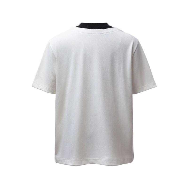Men t shirt american retroheavy weightg double yarn high quality street trendy patchwork color matching high street men's loose short-sleeved t-shirt