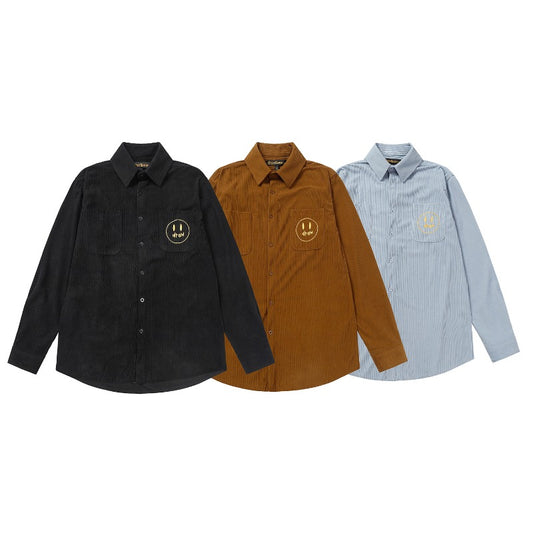 Drew house jacket fall and winter d@ew corduroy core smiley letter pattern long sleevesshirt