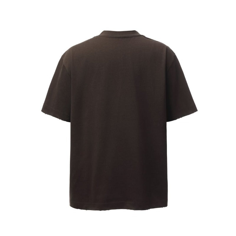 Men's t-shirt: american retro heavyweight double yarn minimalist print design, crew neck, high street style, relaxed fit short sleeve tee
