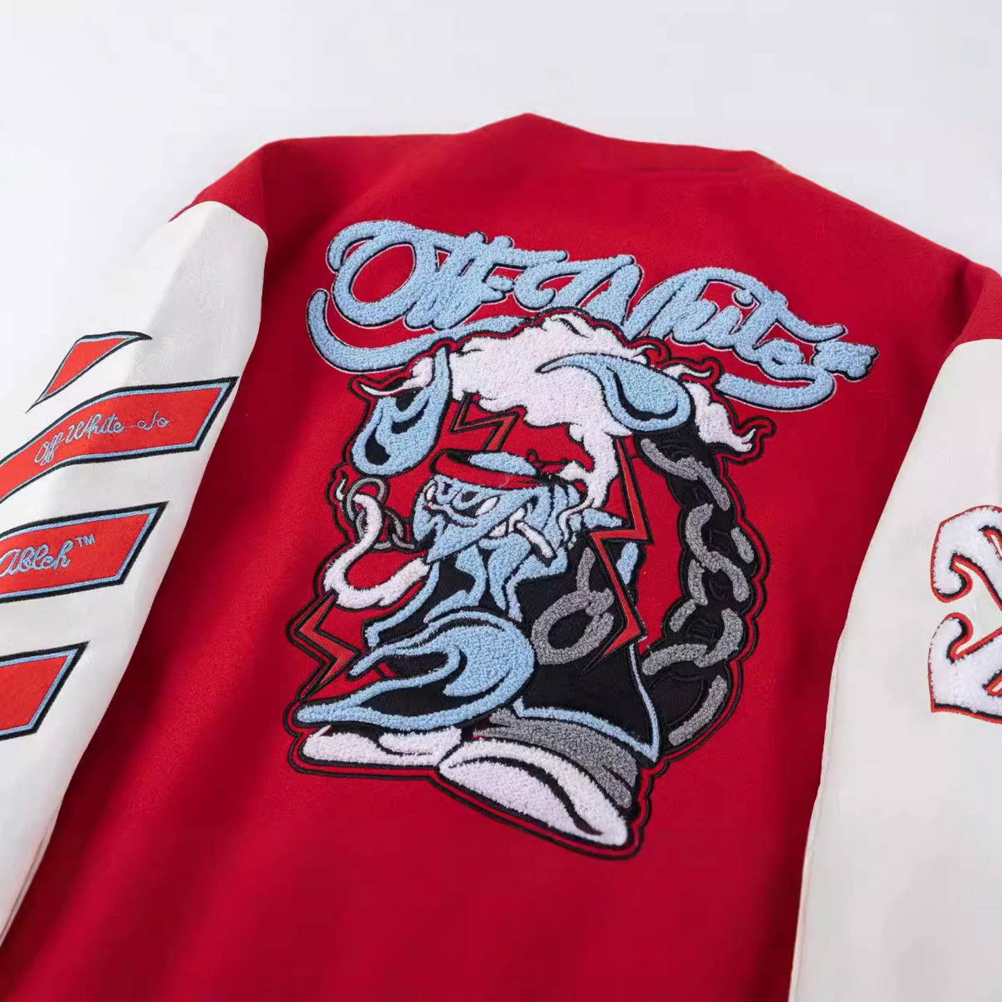 Off White Jacket Spring and Autumn OW Cartoon Scorpion Pattern Baseball Jacket Jacket