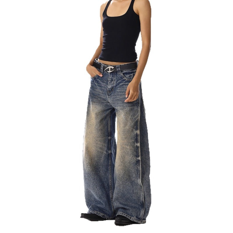 Women jeans women retro high waist loose
