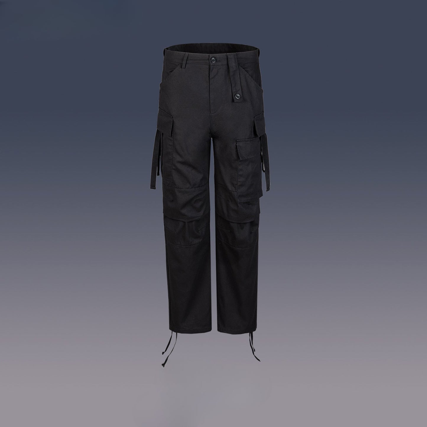 MIJKO Men Vintage Pants MIJKO streamer drawstring multi-pocket overalls trendy straight slacks