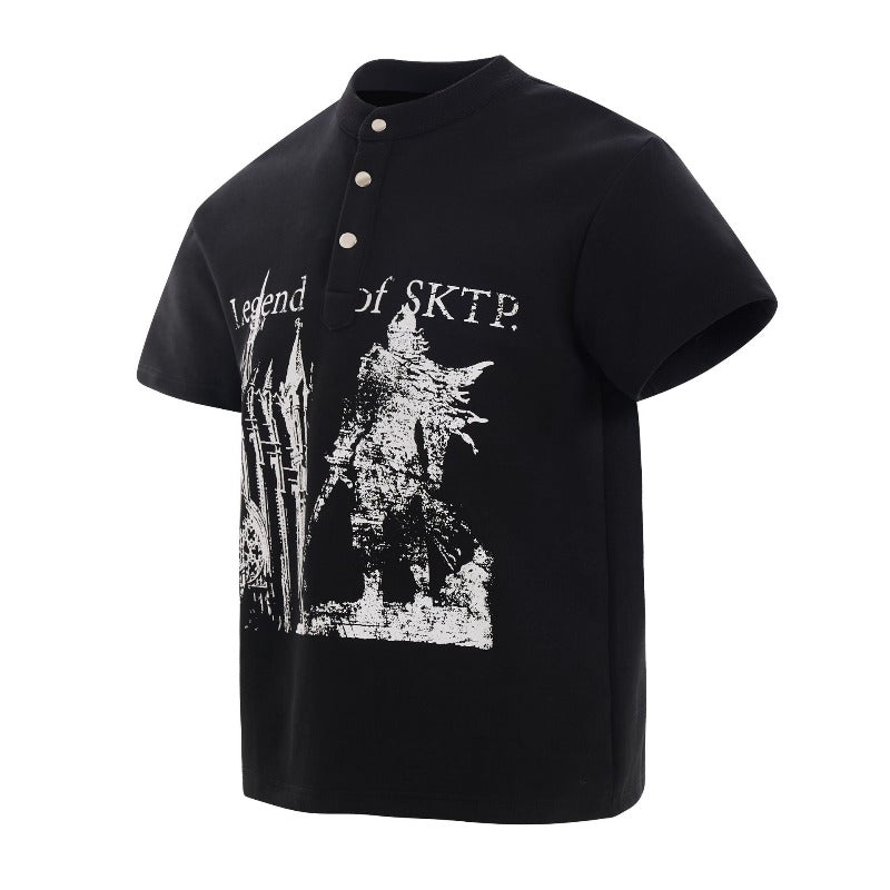 Men's t-shirt - american retro unisex air layer abstract gothic design - men's high street slim fit short sleeve tee