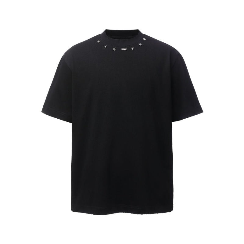 Men's t-shirt: american retro heavyweight double yarn minimalist print design, crew neck, high street style, relaxed fit short sleeve tee