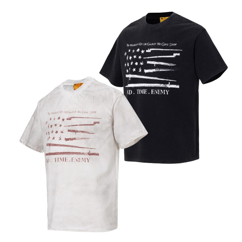 Men's t-shirt: wt american street style, unisex, premium feel, summer washed & distressed, letter design, men's loose fit short sleeve tee