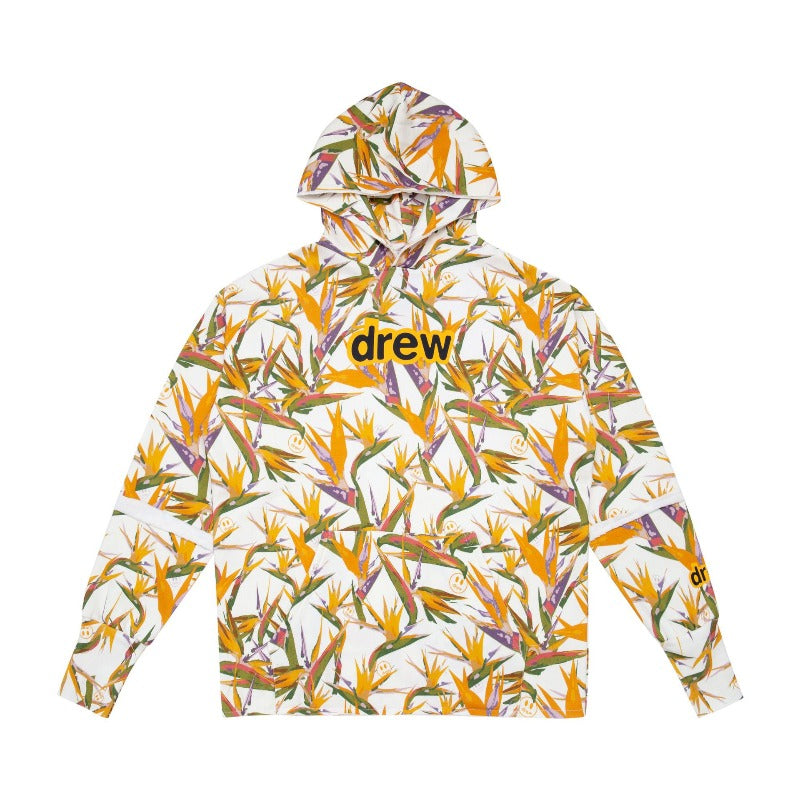 Drew house hoodie fall and winter d@ew bird of paradise pattern patchwork hooded sweatshirt