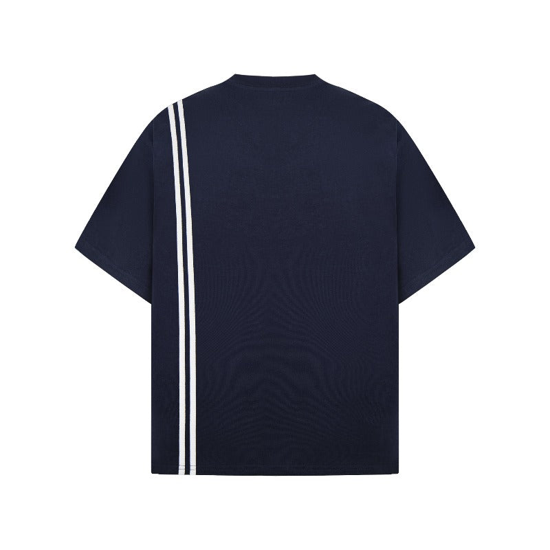 Men's t-shirt - american retro unisex letter print striped short sleeve design - men's high street loose fit tee