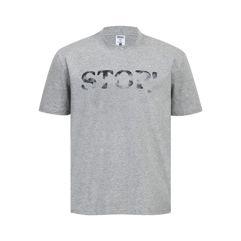 Men's t-shirt - american retro couple style streetwear deconstructed letter print design - men's crew neck slim fit short sleeve t-shirt