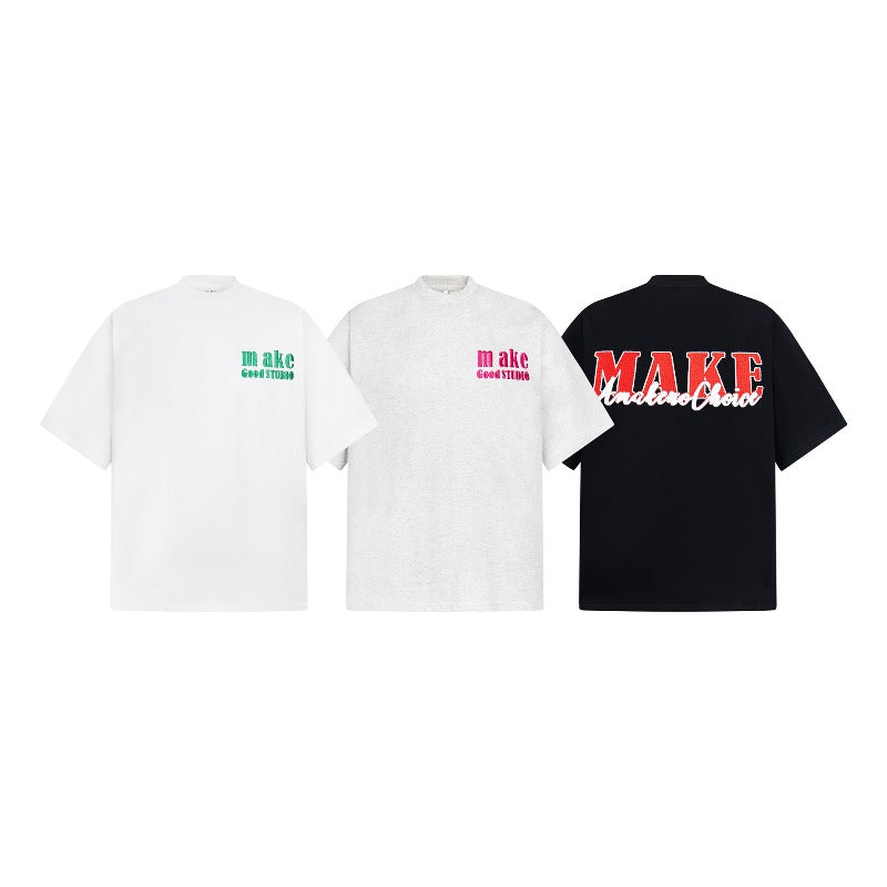 Men's t-shirt - american street style, unisex, vintage letter graphic design, men's oversized premium heavyweight short sleeve tee