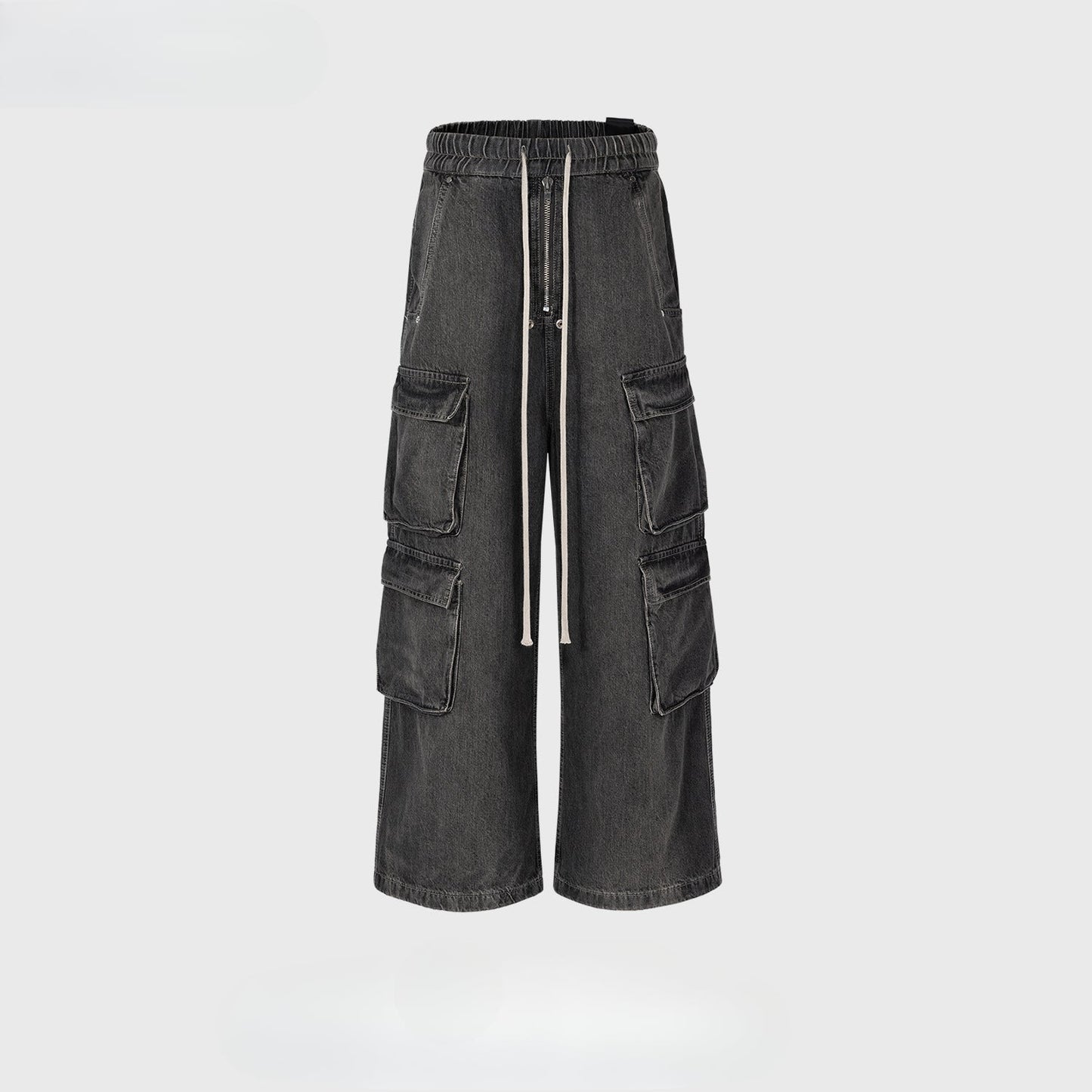 MIJKO Men's Vintage Pants MIJKO Men's and Women's Trousers Washed Wide Leg Color-Changing Jeans