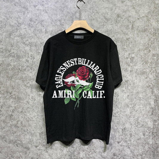Amiri t shirts rose printing short sleeve