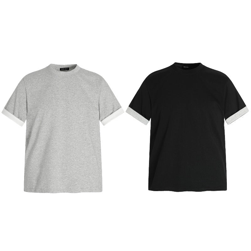 Men's t-shirt: american streetwear patchwork, niche deconstructed design, unisex high-end fit, short sleeve tee