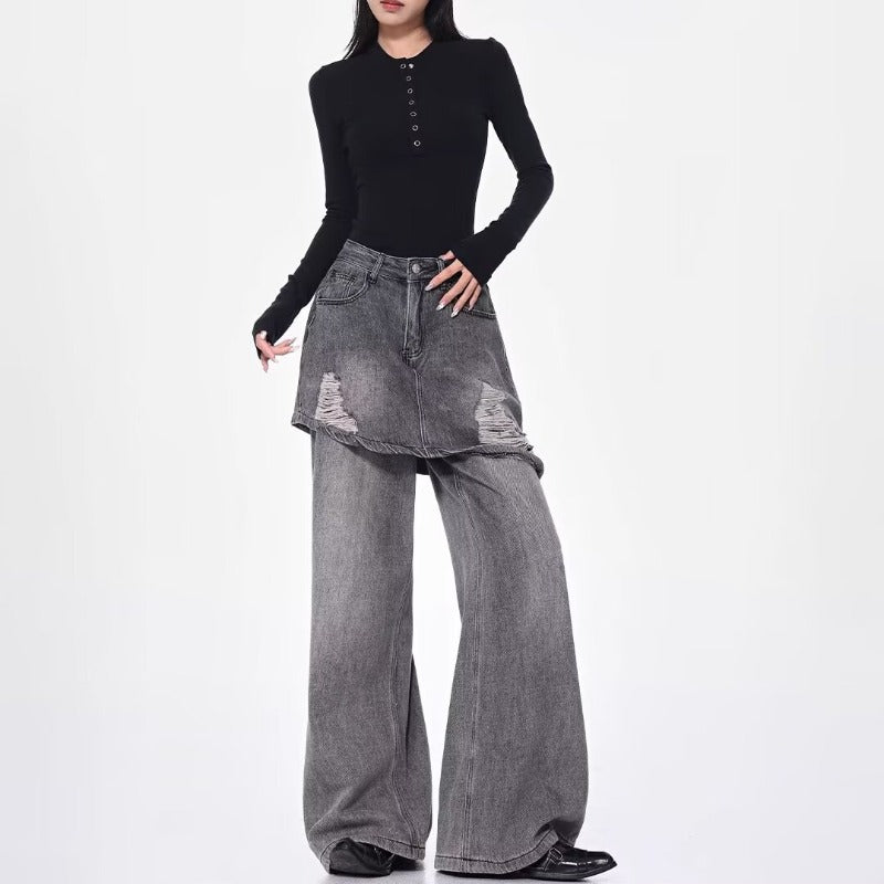 Women jeans retro washed