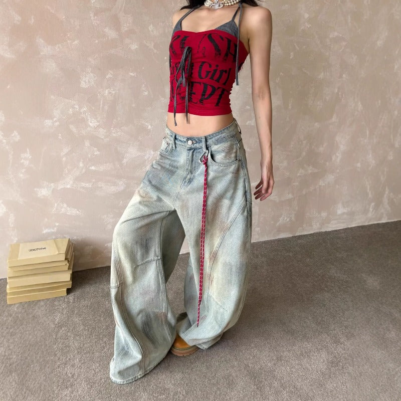 Women jeans come with pendants loose