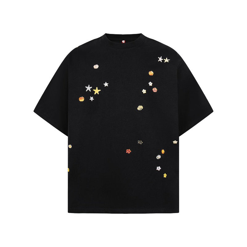 Men's t-shirt - american retro unisex style, colorful cartoon print, short sleeve design, men's high street loose fit short sleeve tee