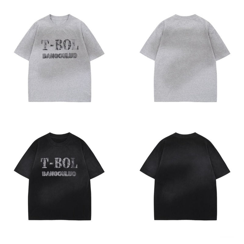 Men's t-shirt - american style, unisex, summer streetwear, premium feel, spray paint print design, relaxed fit, crew neck, short sleeve t-shirt