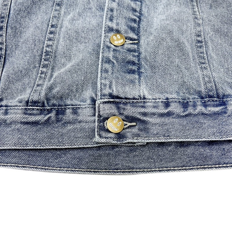Drew house jacket - european and american streetwear brand - spring/autumn style - d@ew smiley face distressed washed embroidered denim jacket