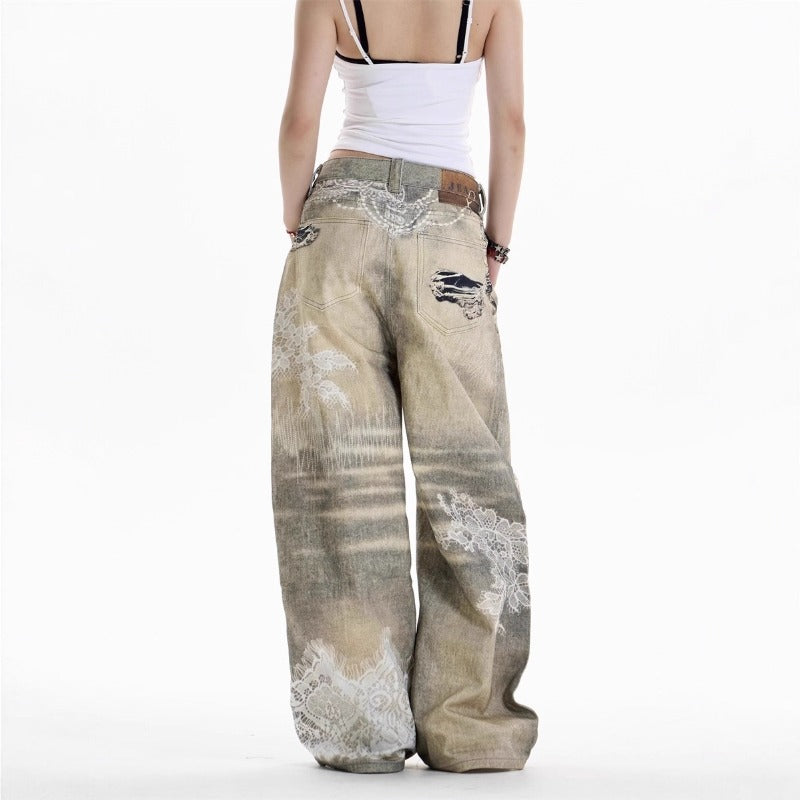 Women Jeans Retro Women Straight Loose