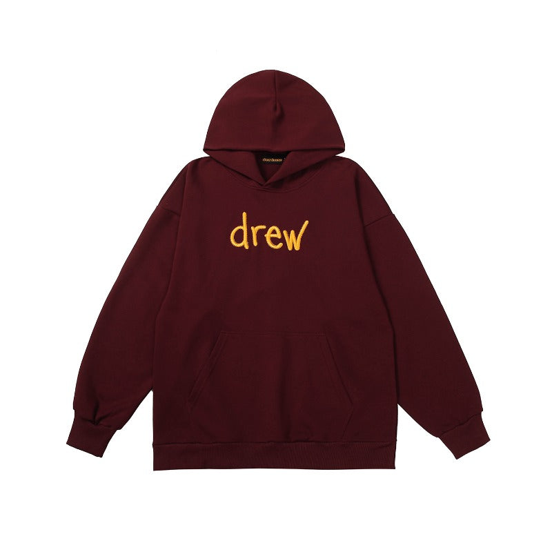 Drew house jacket early autumn d@ew yellow embroiderletter pullover hooded sweatshirt