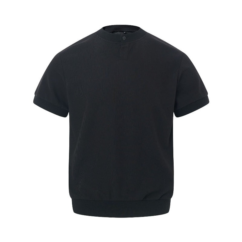 Men's t-shirt: american retro, unisex ribbed knit, stretch solid color, versatile design, men's high street slim fit short sleeve tee