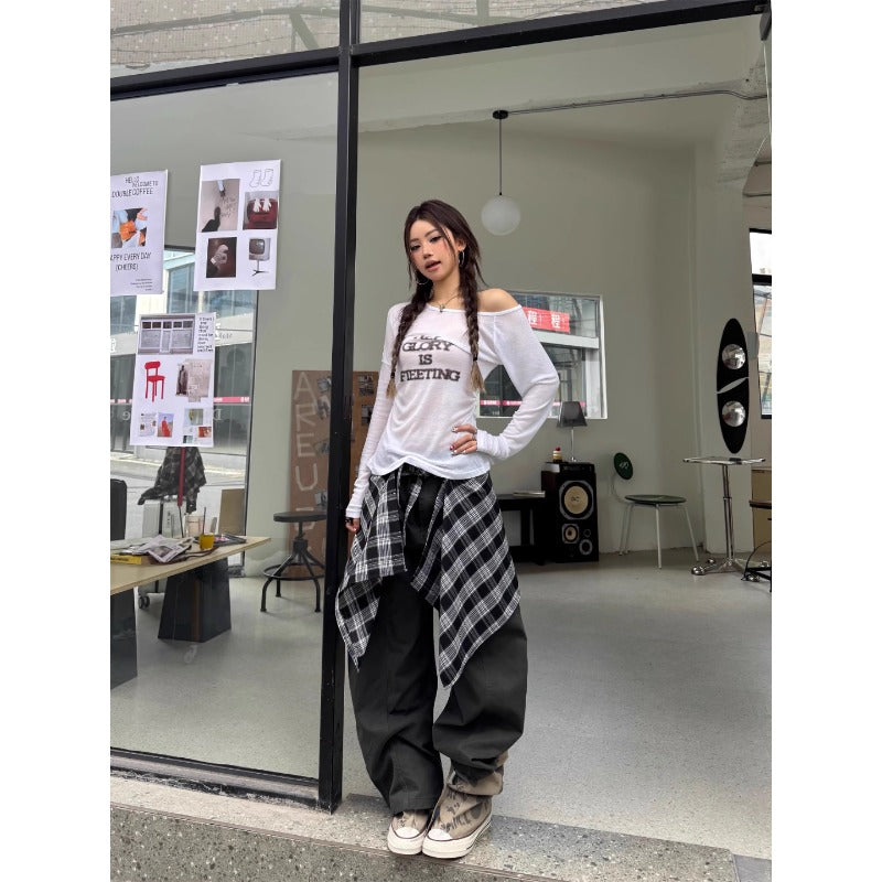 Women jeans retroloose comes with shirt fart curtain
