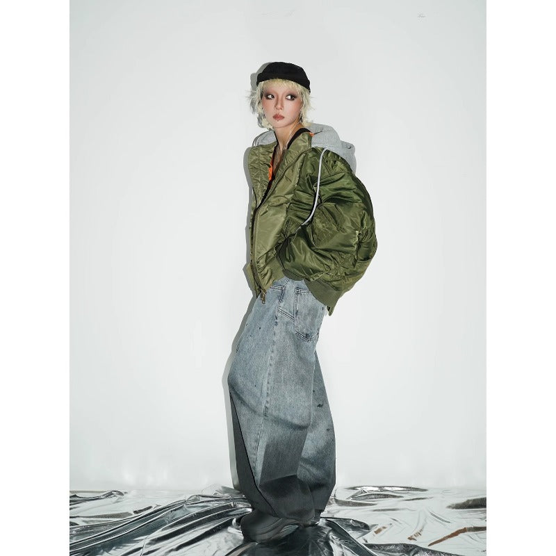 Women jeans retro splash ink graffiti loose