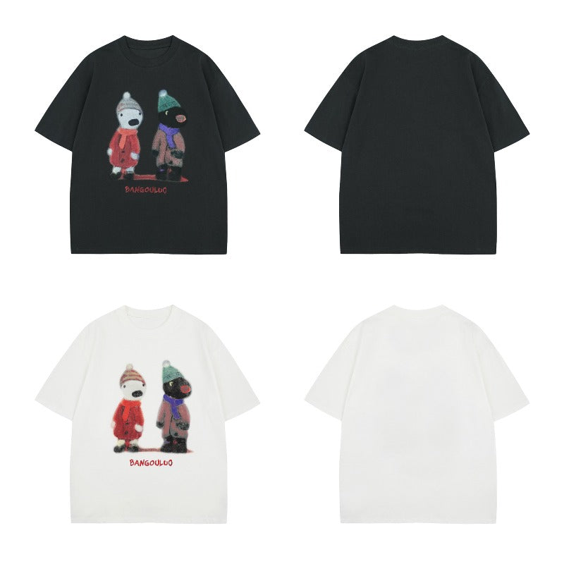 Men's t-shirt - american street style, summer, unisex, premium feel, fun cartoon graphic design, men's loose fit short sleeve tee
