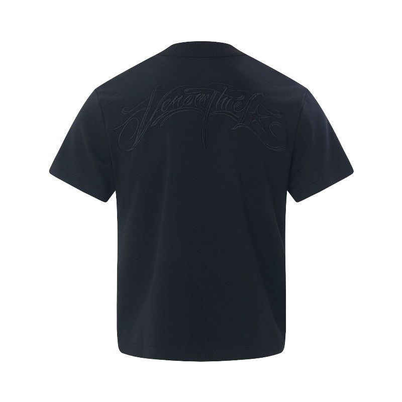 Men's t-shirt - american retro unisex air layer solid color embroidered design - men's high street slim fit short sleeve tee