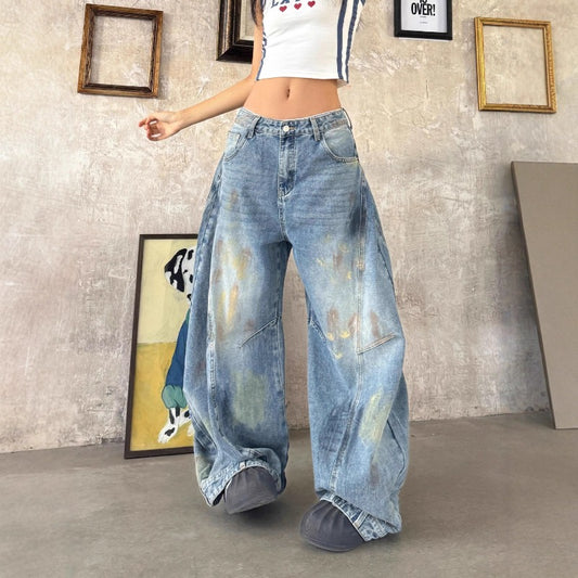 Women jeans retro wasteland style women loose