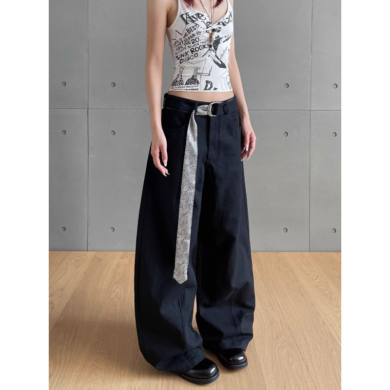 Women jeans retroloose snake print belt