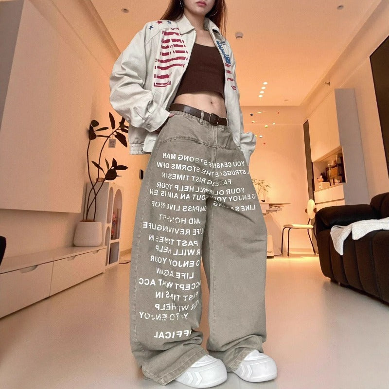 Women jeans autumn loose wide legs