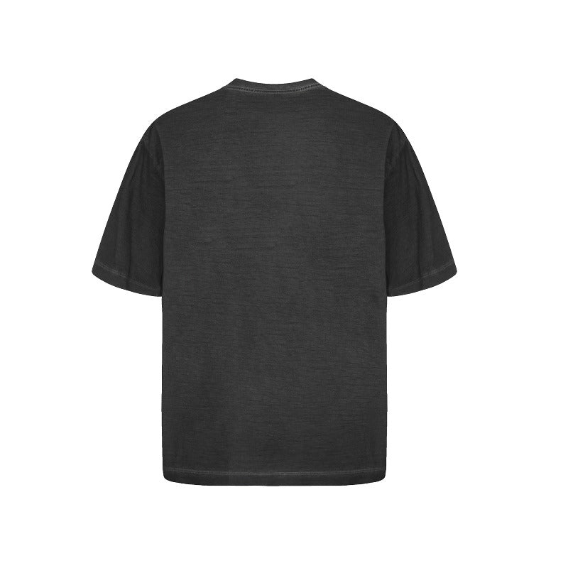 Men's t-shirt: gt american retro couple street style high-end washed & distressed design, men's loose fit crew neck tee