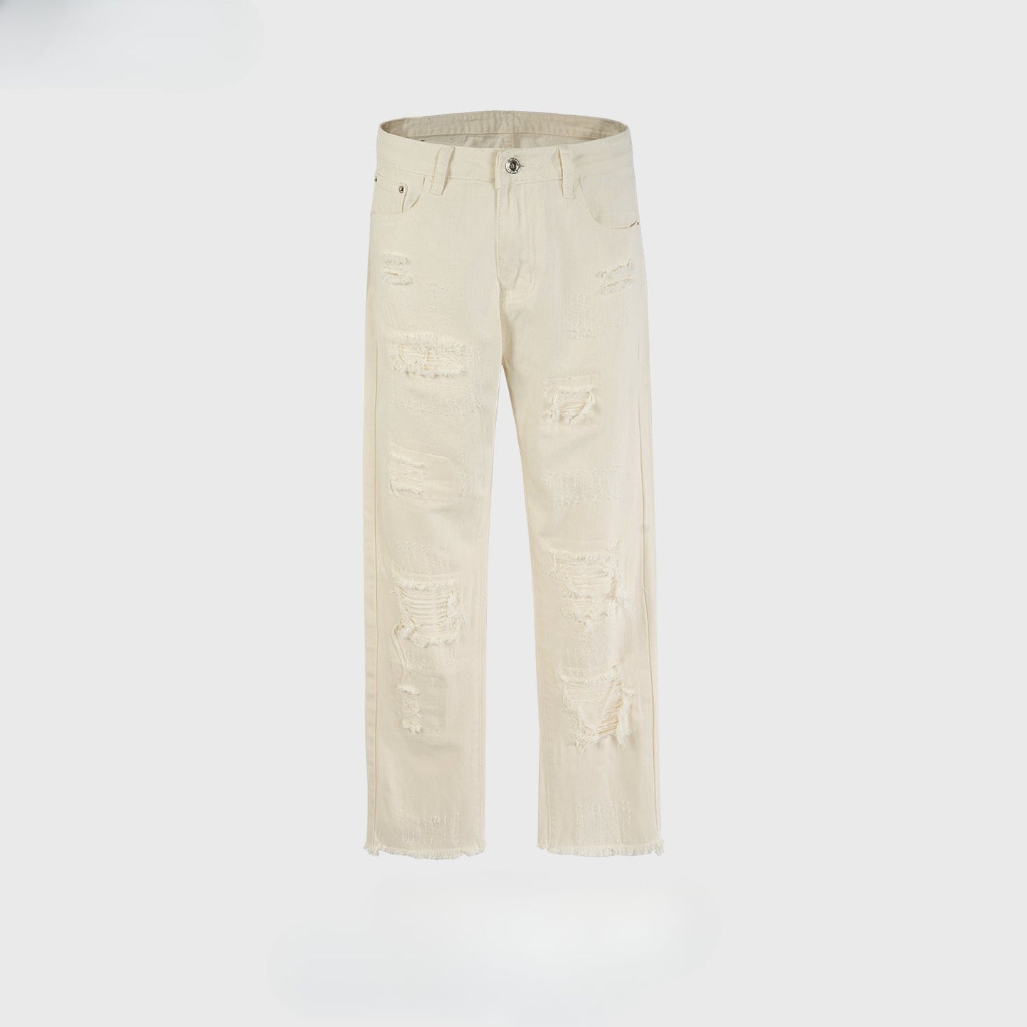 MIJKO Men's Vintage Pants MIJKO Trousers Men's and Women's Straight Slim-Fit Jeans