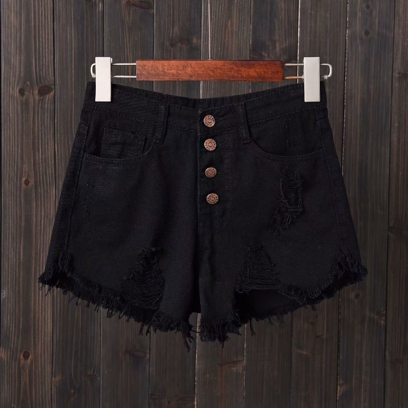Women jeans summer high waist raw edge loose