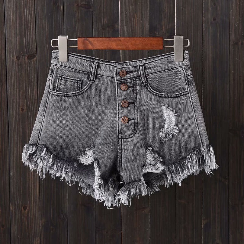 Women jeans summer high waist raw edge loose