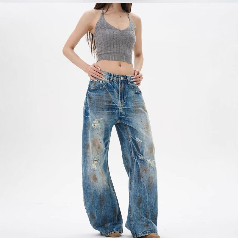Women's Jeans Retro Straight Pants