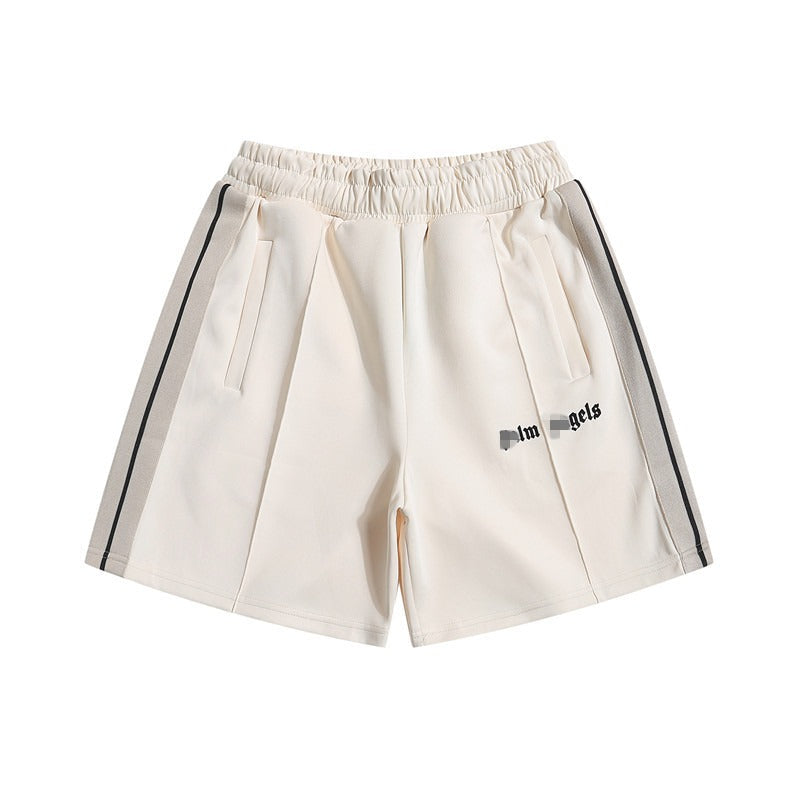 Palm Angels Shorts Flocking Alphabet Stripe Color Match Casual Shorts