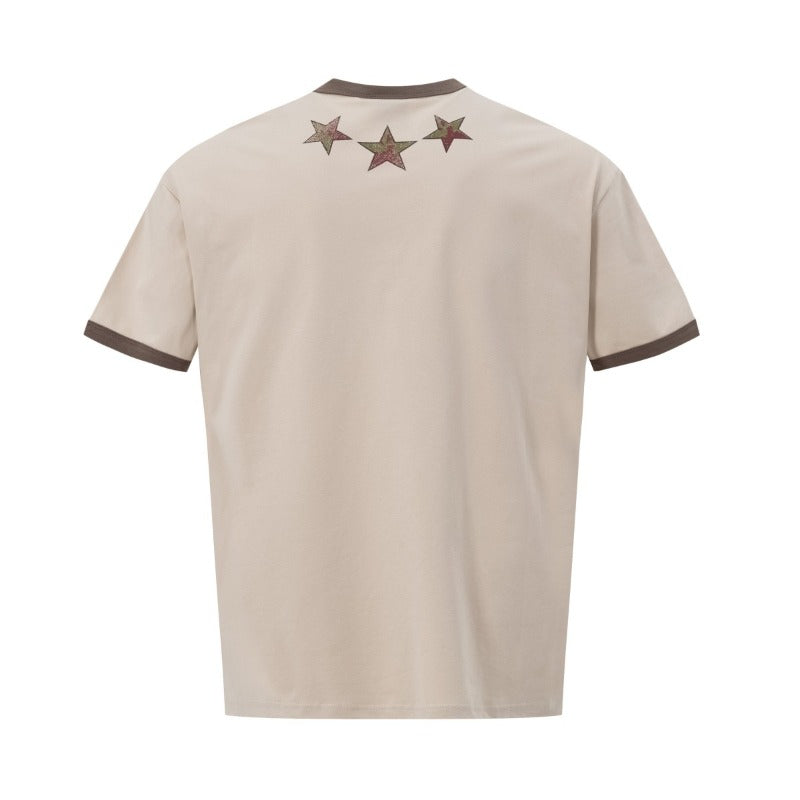 Men's t-shirt - american high street retro streetwear couple's style letter print basketball jersey design - men's crew neck slightly loose fit short sleeve t-shirt