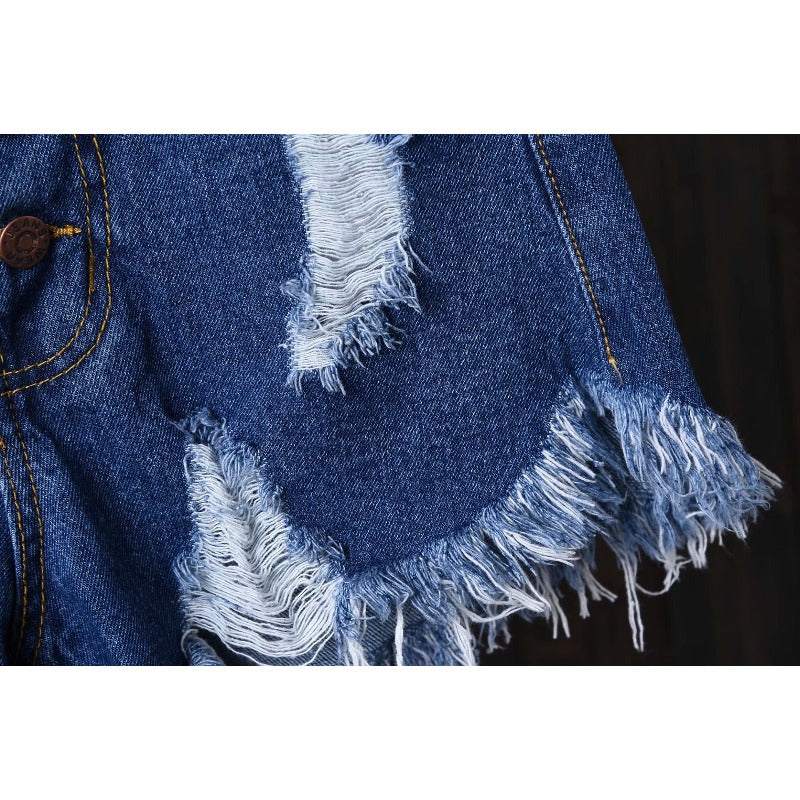 Women jeans summer high waist raw edge loose