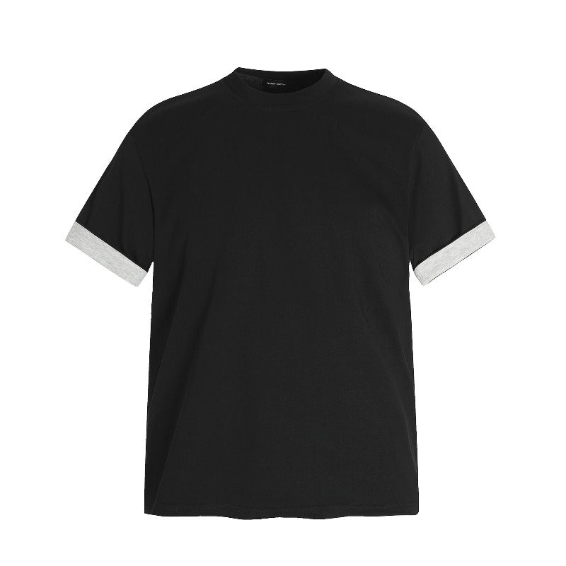 Men's t-shirt: american streetwear patchwork, niche deconstructed design, unisex high-end fit, short sleeve tee