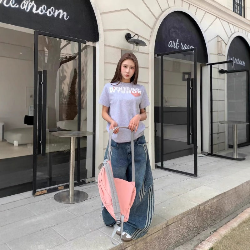 Women jeans stripes women's casualloose scimitar pants