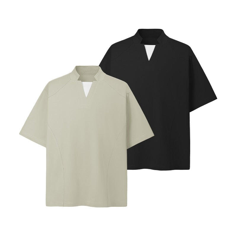 Men's t-shirt: american summer, unisex, premium feel, faux two-piece, retro deconstructed design, high-end short sleeve tee