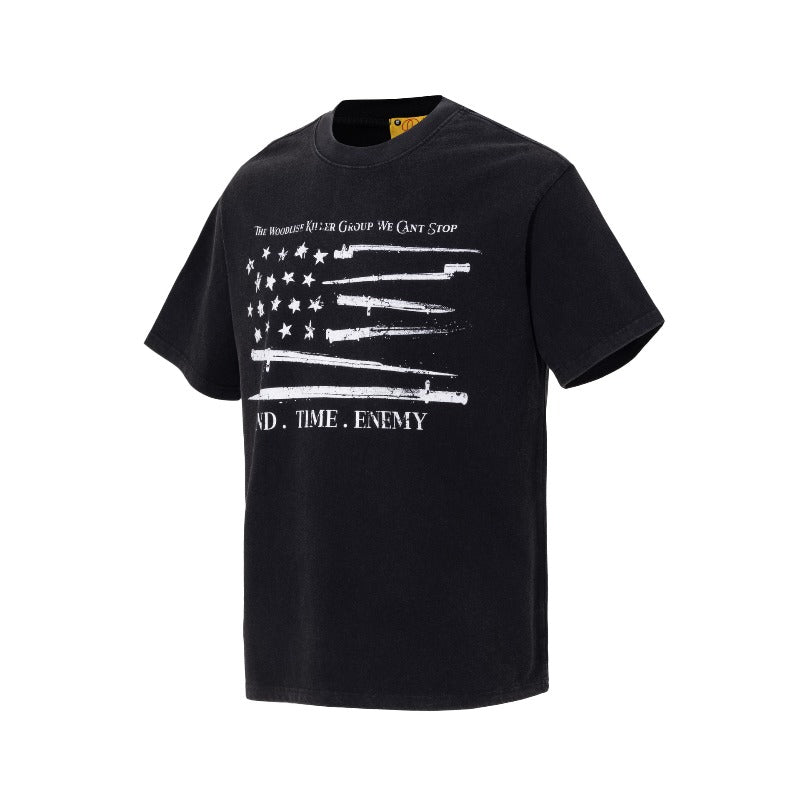 Men's t-shirt: wt american street style, unisex, premium feel, summer washed & distressed, letter design, men's loose fit short sleeve tee