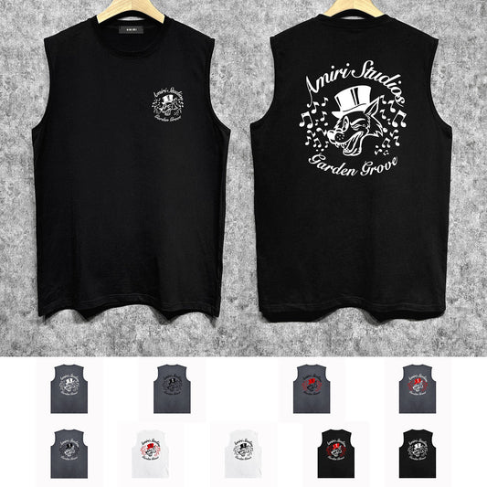 Amiri tank top hat big gray wolf printing