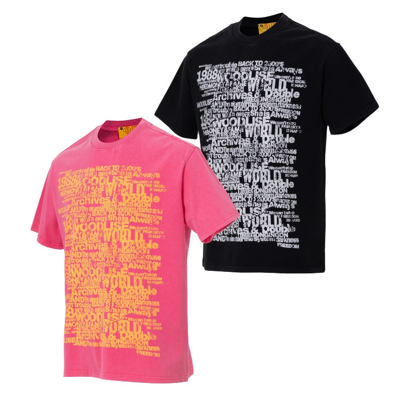 Men's t-shirt: wt american street style, unisex, premium feel, summer washed vintage letter design, men's crew neck, relaxed fit, short sleeve tee