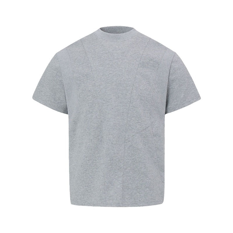 Men's t-shirt - american retro unisex air layer solid color deconstructed design - men's high street slim fit short sleeve tee