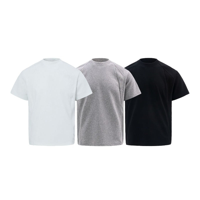 Men's t-shirt - american retro unisex air layer solid color deconstructed design - men's high street slim fit short sleeve tee